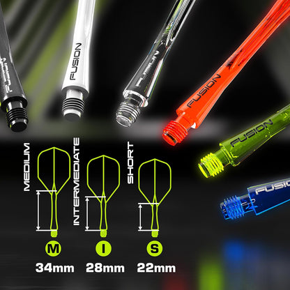 Darts Fusion Integrated Flight & Shaft System - No.2 Shape and Design - Available in Short, Intermediate & Medium - Available in Variety of Colours