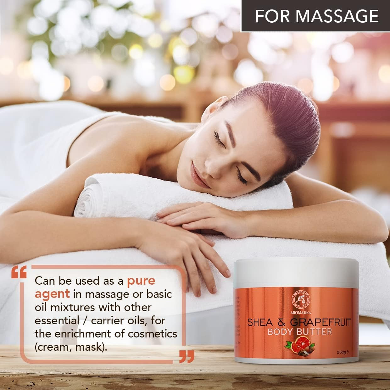 Shea & Grapefruit Body Butter - 250 G - Natural Body Moisturizer - Herbal Oils Butter - Multipurpose Skincare - Body Butter for Massage - Grapefruit Butter - Hand Care - Sheabutter for Rough Skin