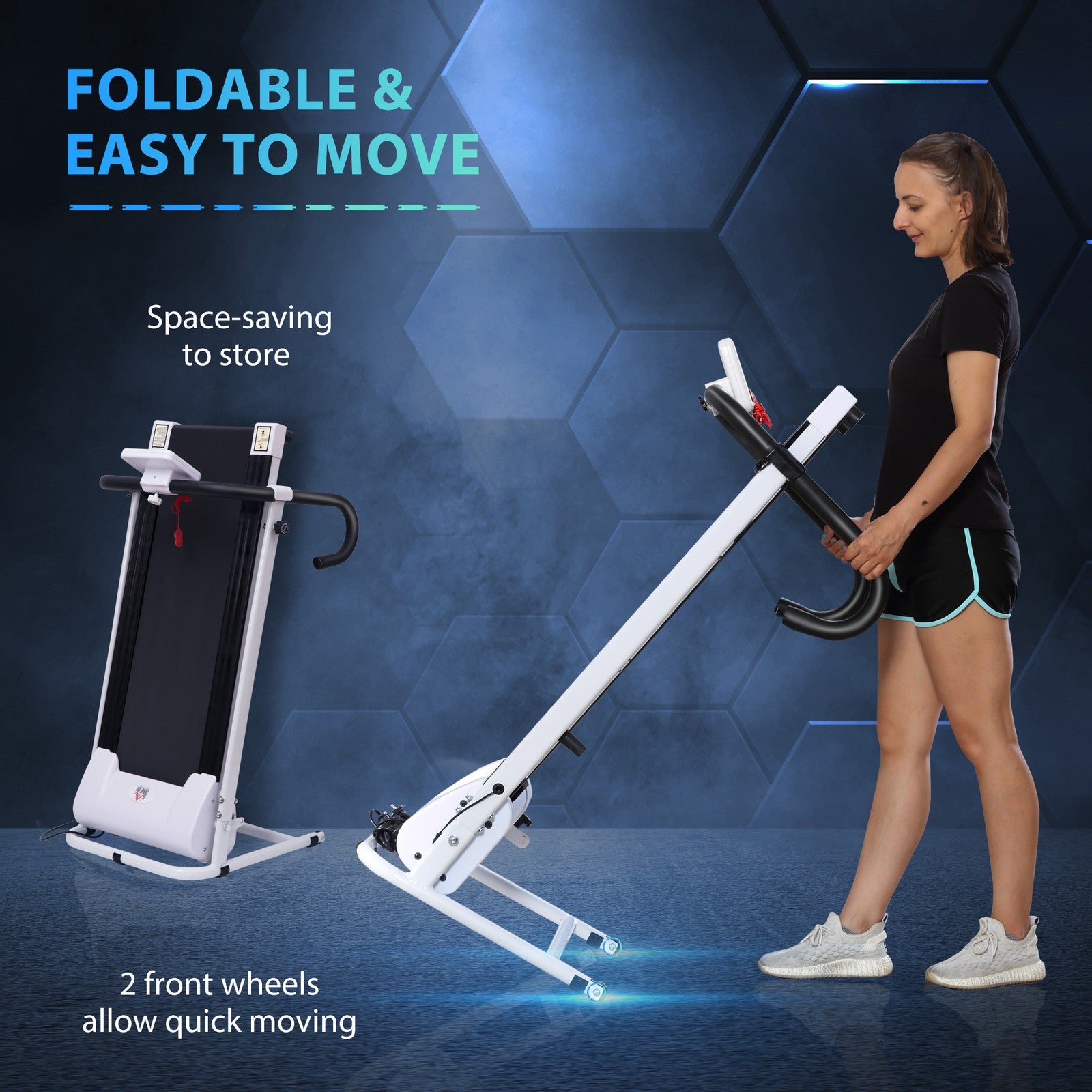 1-10Km/H Folding 1.25HP Treadmill Home Running Fitness Machine W/ Safety Stopper