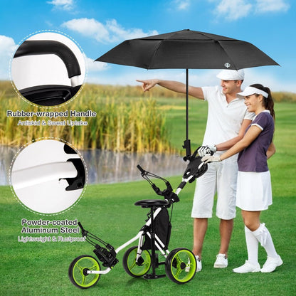 Golf Push Pull Cart with Storage Bag and Foot Brake