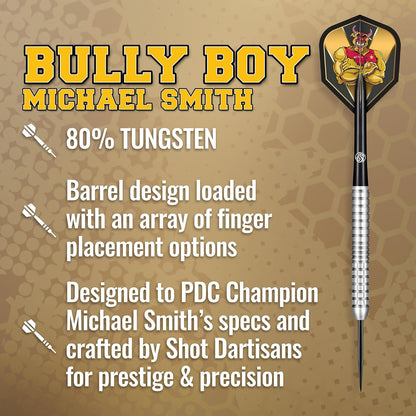 Darts Michael Smith Bully Boy Precision 80% Tungsten Pro Throwing Darts Steel Tip Set, Professional Designed Dart Flights for Women & Men Metal Tip Bar Darts for Adults