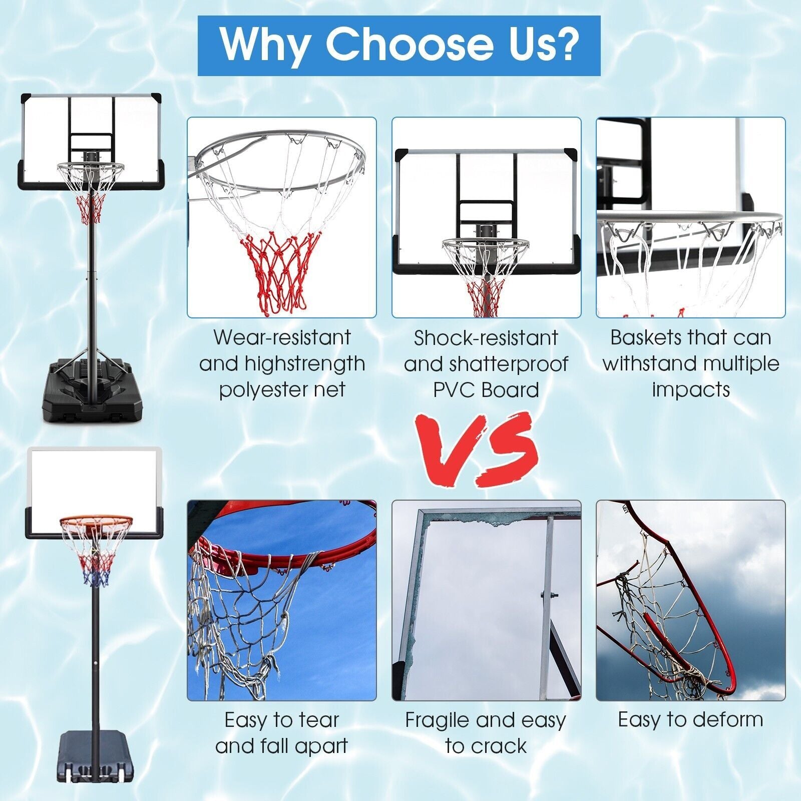 Adjustable Basketball Stand Basketball System Poolside Basketball Goal System