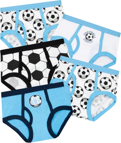 Boys Underwear | Football Briefs 5 Pack | Soft Cotton Boys Briefs | Ages 3 to 8 Years