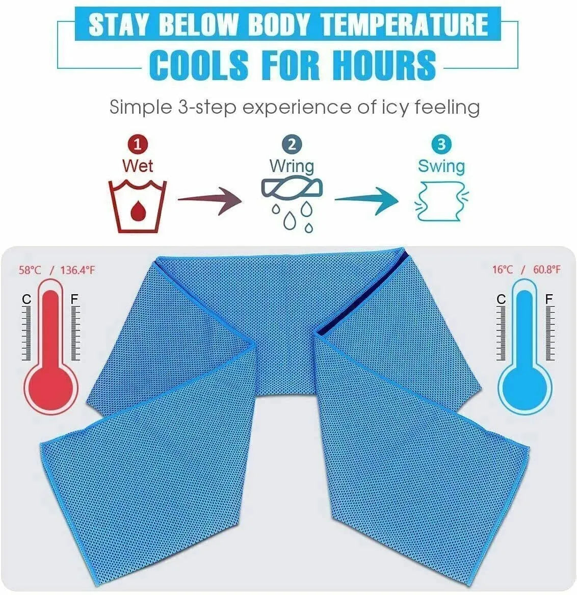 4X Instant Cooling Towel ICE Cold - Running Cycling Jogging Gym Sports Outdoors