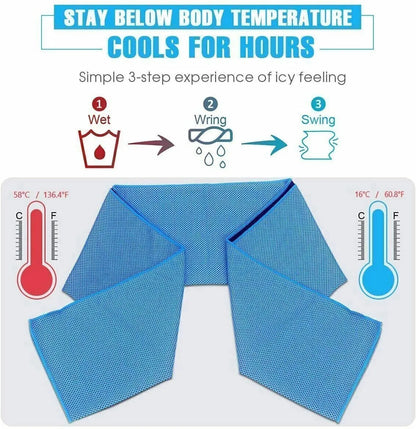 4X Instant Cooling Towel ICE Cold - Running Cycling Jogging Gym Sports Outdoors