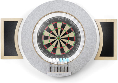 Dart Board Cabinet Set with LED Light; Bristle Dartboard, Built in LED Light, Darts and Chalkboards