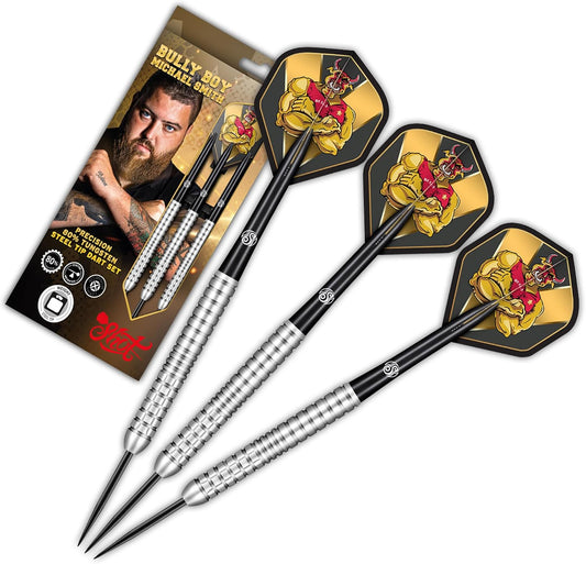 Darts Michael Smith Bully Boy Precision 80% Tungsten Pro Throwing Darts Steel Tip Set, Professional Designed Dart Flights for Women & Men Metal Tip Bar Darts for Adults