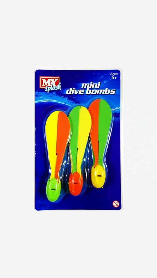 3 Mini Dive Bombs Underwater Practice Swimming Pool Toy Fun Competition Play Kid