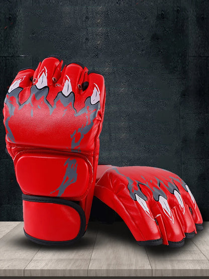 Unisex Kickboxing Gloves PU Leather Sparring Punching Gloves Wear Resistant Fingerless for Boxing Kickboxing Muay Thai MMA