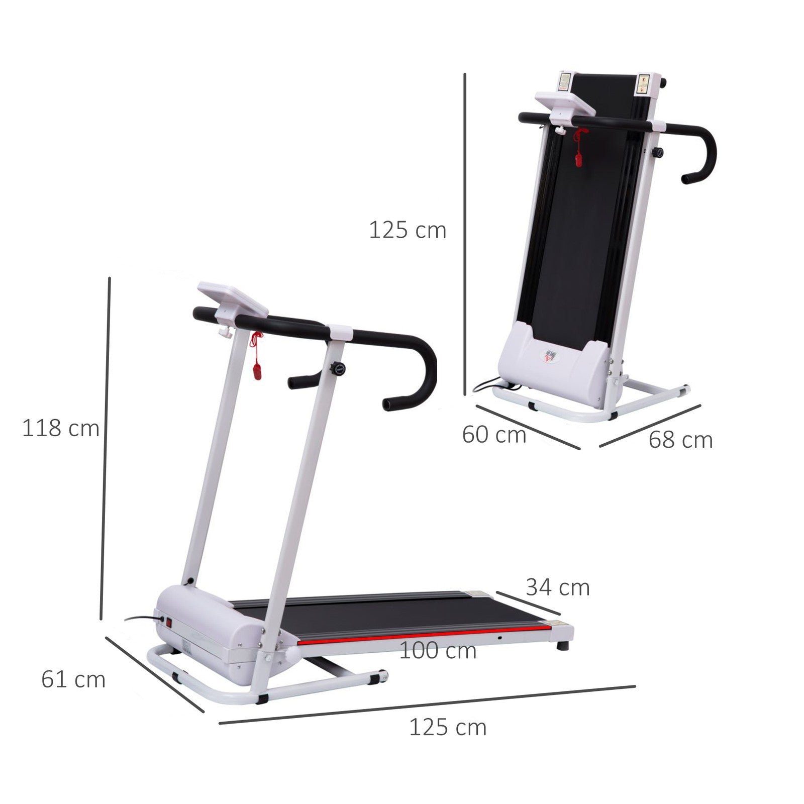 1-10Km/H Folding 1.25HP Treadmill Home Running Fitness Machine W/ Safety Stopper