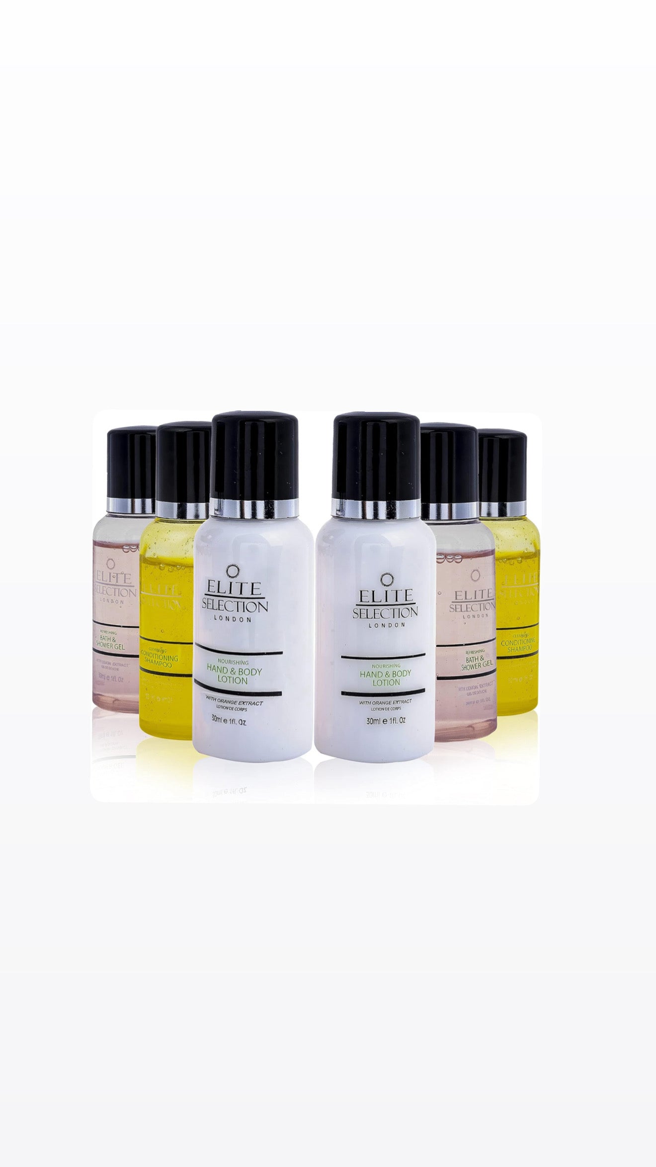 Conditioning Shampoo Shower Gel and Body Lotion Anti-Dandruff Shampoo Hair and Body Care Shower Gel Body Wash Sensitive Skin Body Lotion Elite 30 Mil Bottles Luxury Hotels & B&B Pack of 45 (15 Each)