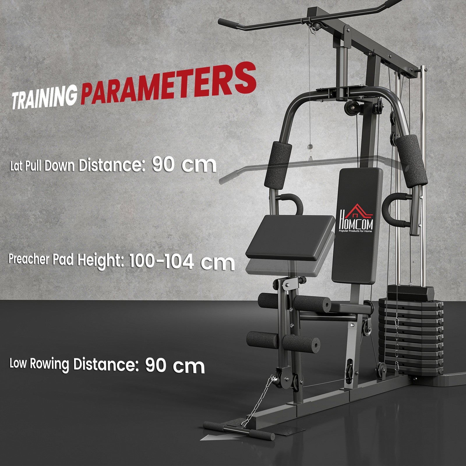 Multifunction Home Gym Machine with 45Kg Weight Stack, for Full Body Workout