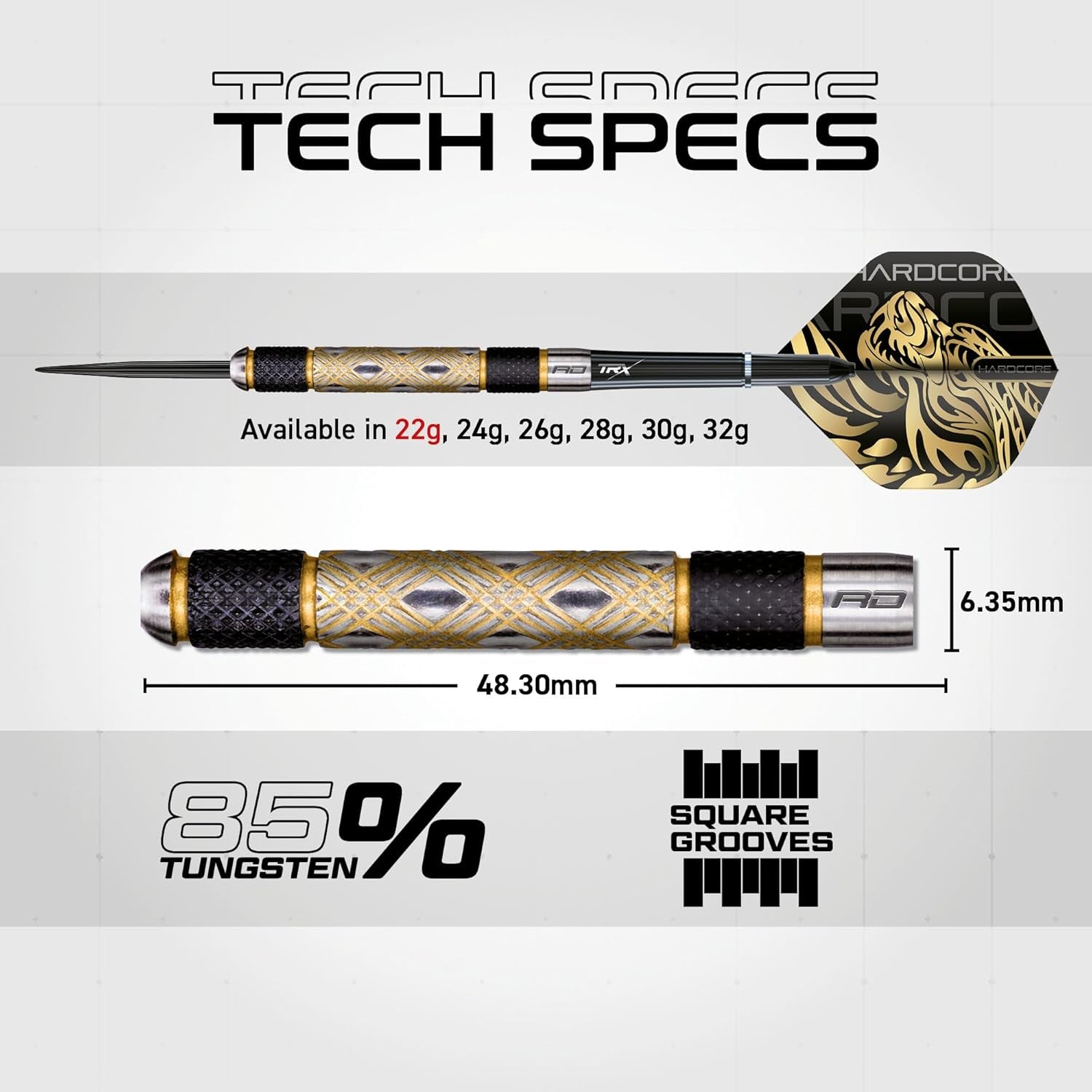Golden Eyes 22G, 24G, 26G, 28G, 30G or 32G Tungsten Darts Set with Flights and Stems