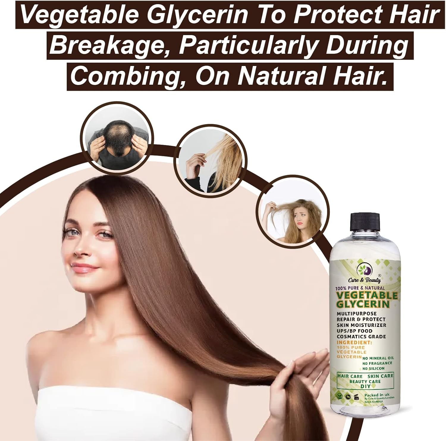 Vegetable Glycerin - 99% Pure - Liquid Vegetable Glycerin for Face Care - Body - Hair 500Ml