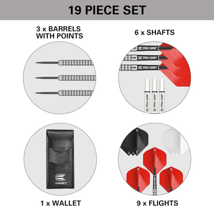 Darts Artemis 21G/22G/23G/24G/25G/26G 80% Tungsten Steel Tip Darts Set | 6 Pro Grip Shafts | 9 Pro Ultra Flights | Dart Wallet Bundle