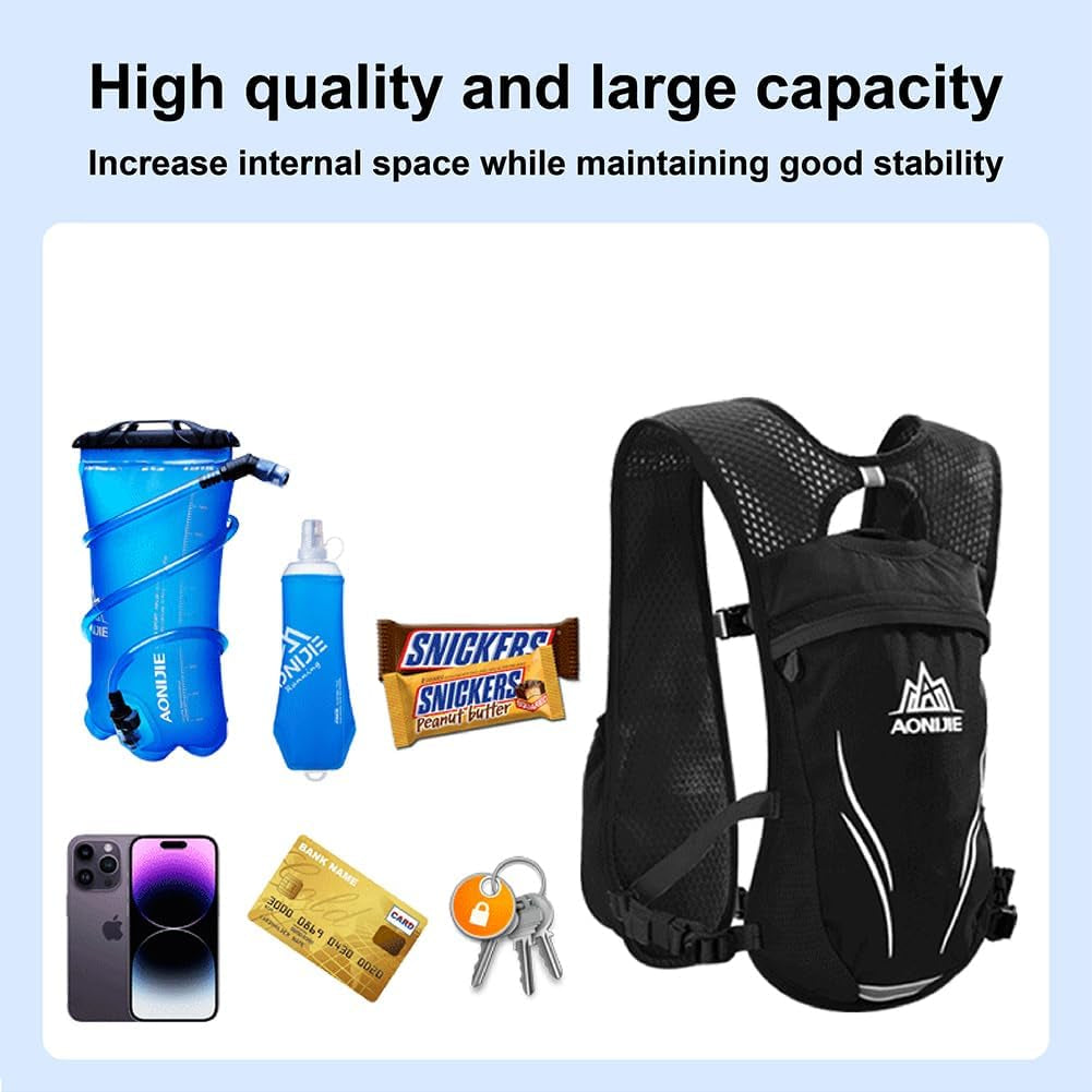 Lightweight Hydration Running Vest Backpack, Functional Hydration Vest Cycling,Running Backpack with 1.5L Water Bladder,Men Women Adjustable Water Running Vest