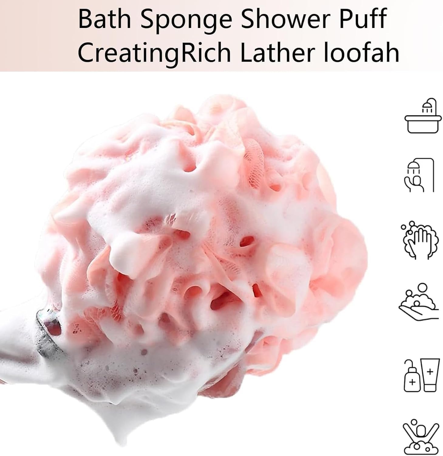 Soft Body Scrubber Bath Sponge,Shower Loofah(Light/Dark) (Light Colour/3Pcs)