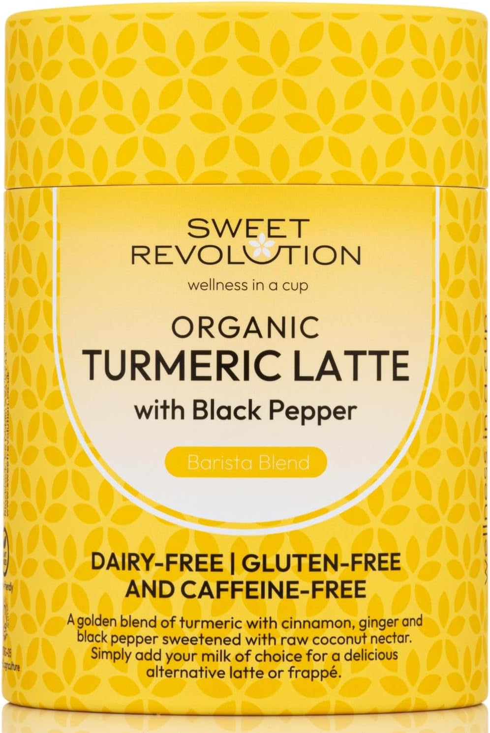 Organic Turmeric Latte with Black Pepper Barista Blend (1 X 100G) Tub. Gluten Free, Dairy Free, Refined Sugar-Free.