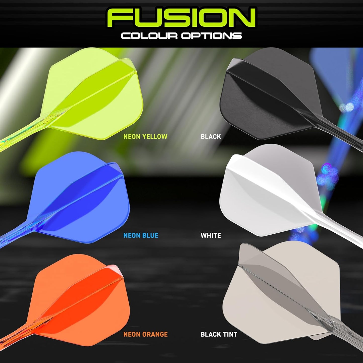 Darts Fusion Integrated Flight & Shaft System - No.2 Shape and Design - Available in Short, Intermediate & Medium - Available in Variety of Colours