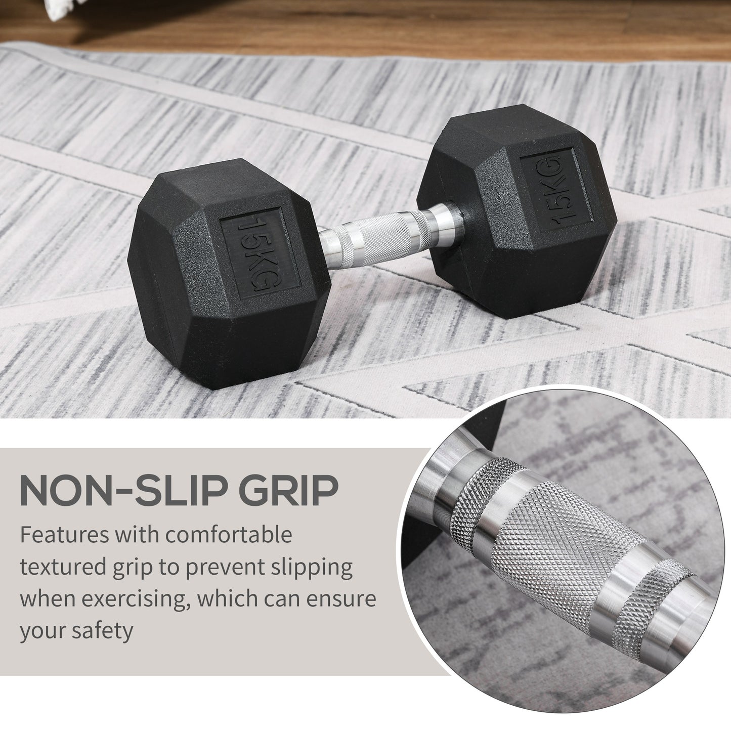 Single Rubber Hex Dumbbell Encased Ergo Weights Home Exercise Gym Fitness