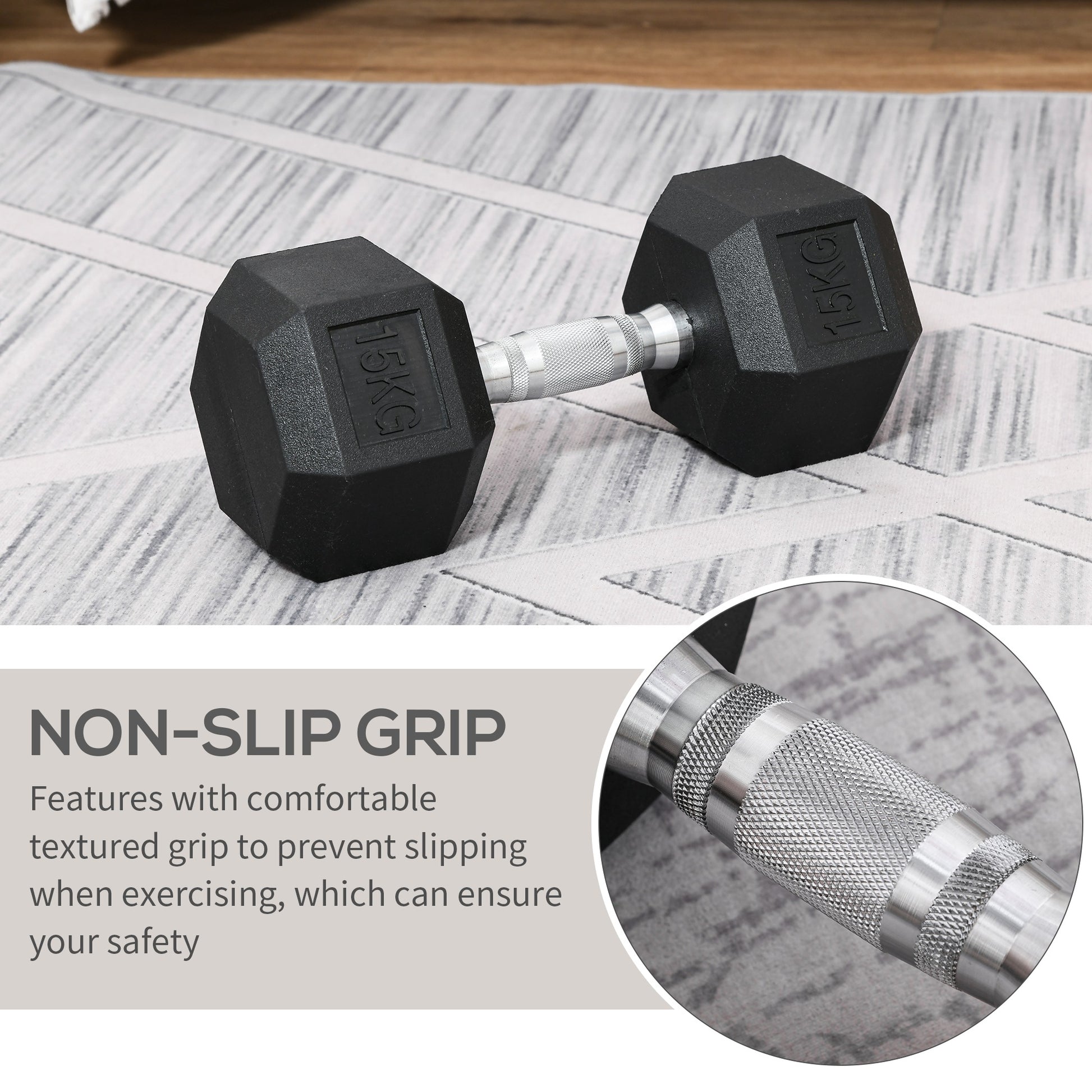 Single Rubber Hex Dumbbell Encased Ergo Weights Home Exercise Gym Fitness