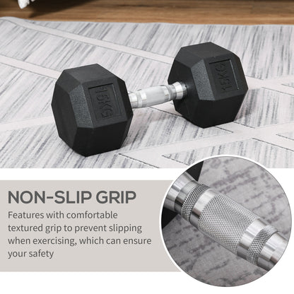 Single Rubber Hex Dumbbell Encased Ergo Weights Home Exercise Gym Fitness