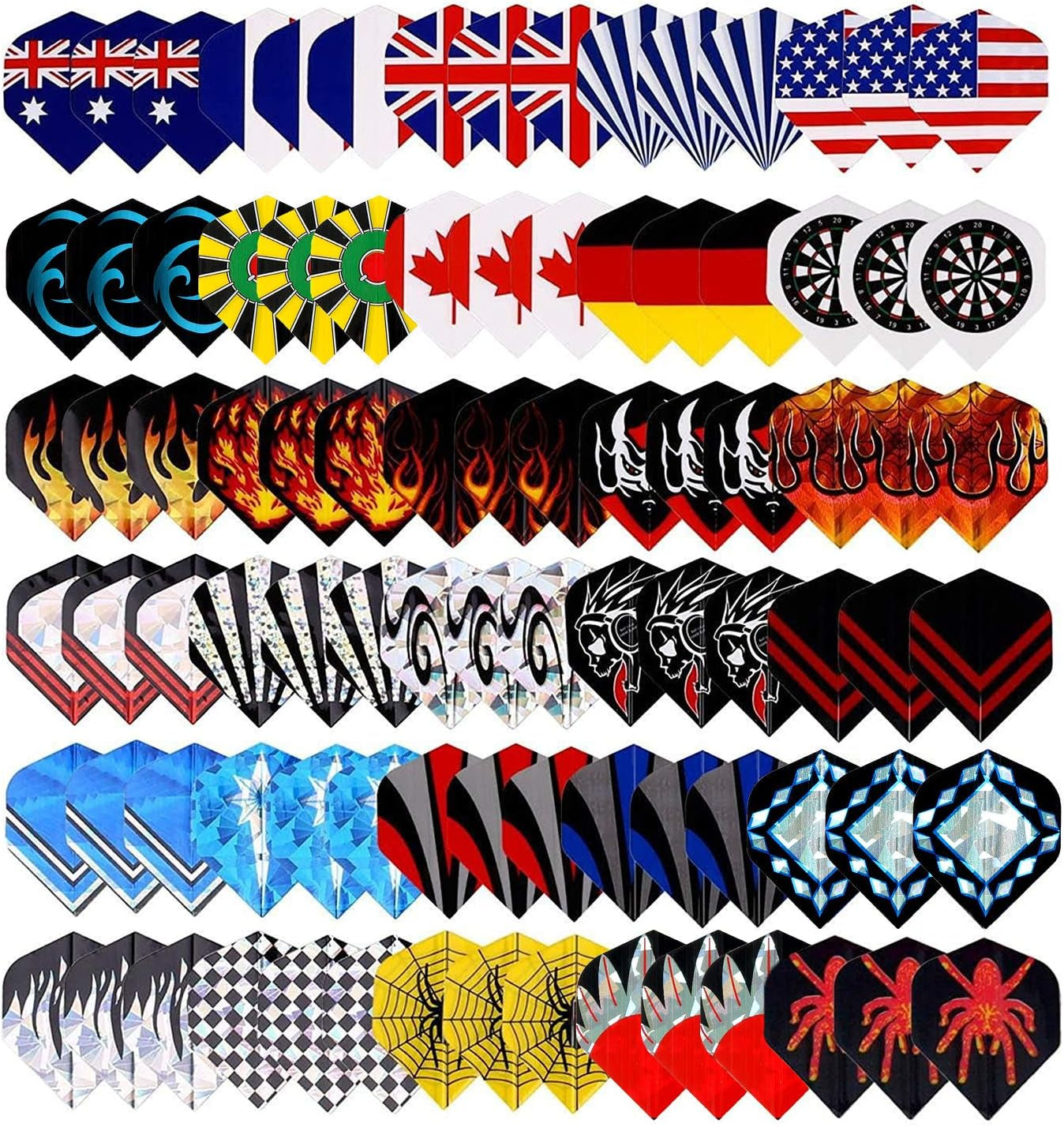 25 Sets/ 75 Pcs Wholesale Durable Polyester Dart Flights Sets 2D and 3D Bling Long Life Laser Aluminum Darts Flights