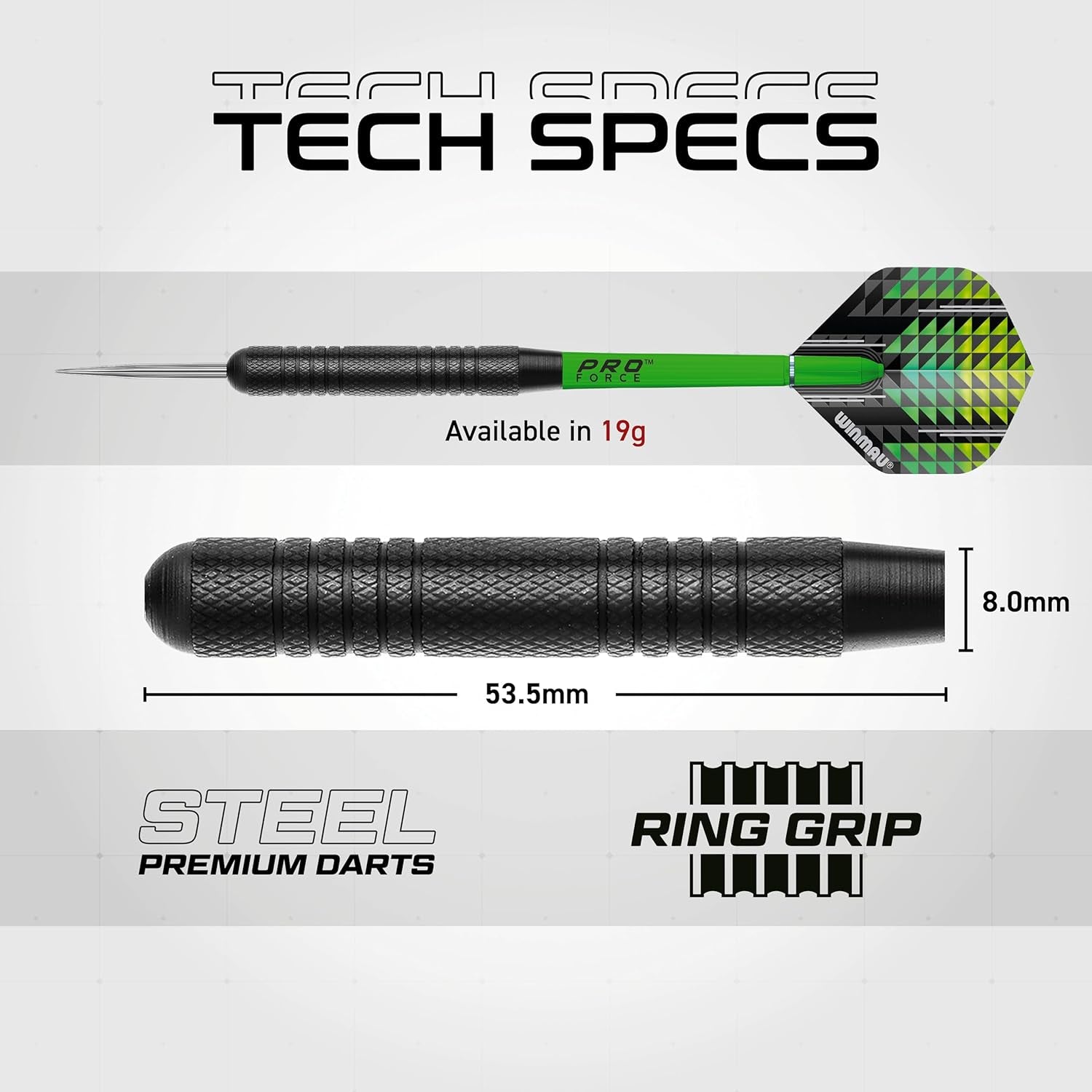 Darts Cadet Twinset - Premium Steel - 19G Steel Darts Set with Dart Flights and Dart Shafts (Stems) with Score Card