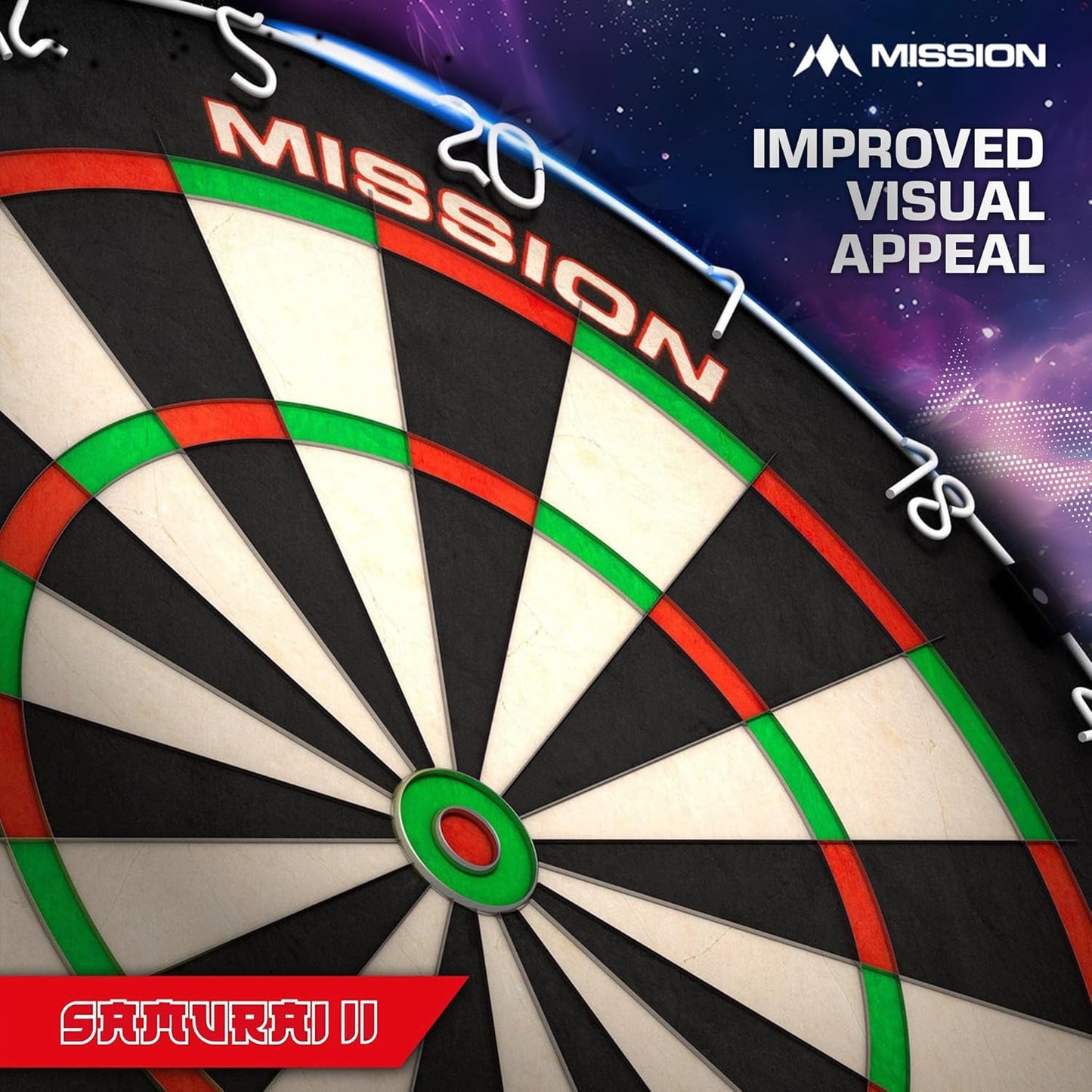 DB023 Samurai II | Professional Competition Standard Dartboard with Ultra Thin Wire Construction and Non Fade Colours