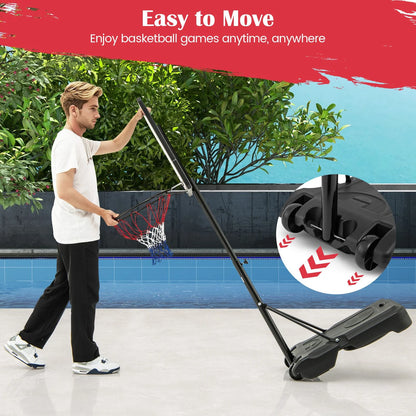 Swimming Pool Basketball Hoop Adjustable with Fillable Base and Wheels