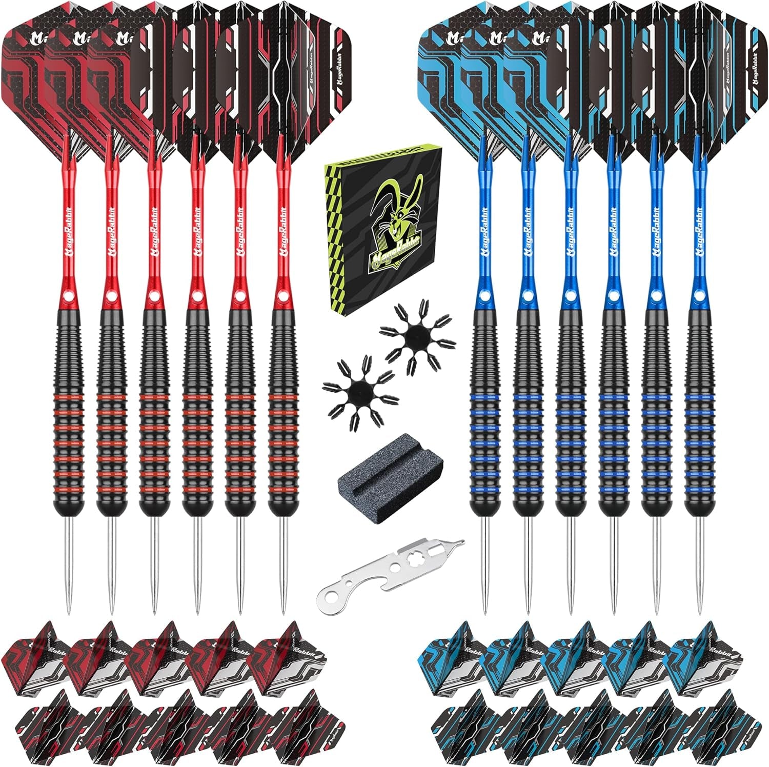 Steel Tip Darts Set, 12Pcs Metal Darts, 23 Grams, Steel Darts, 12Pcs Dart Shafts, Extra 24Pcs Dart Flights, Dart Tools,Dart Accessories, Dart Steel Tip Set