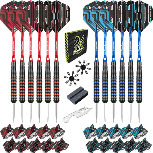 Steel Tip Darts Set, 12Pcs Metal Darts, 23 Grams, Steel Darts, 12Pcs Dart Shafts, Extra 24Pcs Dart Flights, Dart Tools,Dart Accessories, Dart Steel Tip Set