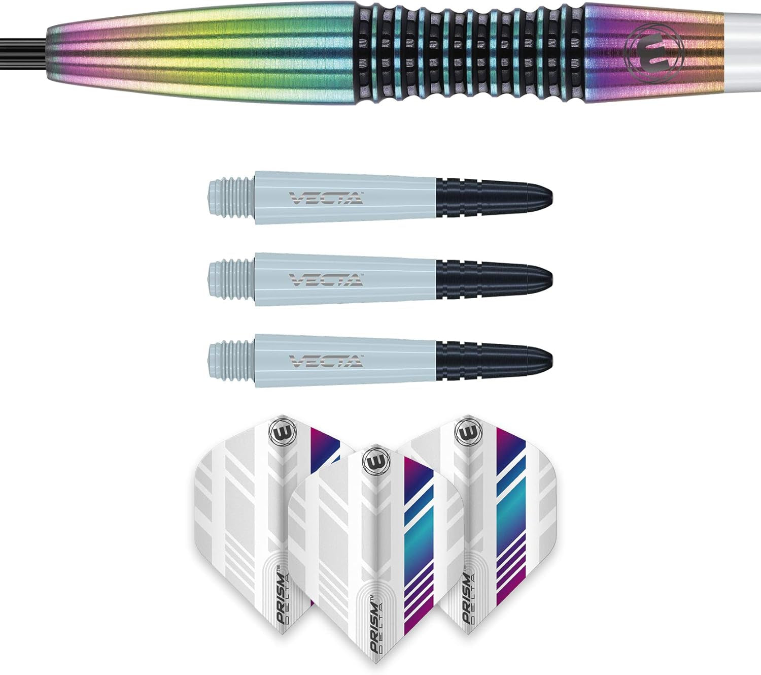 Elektra 90% Tungsten Darts with Prism Flights and Vecta Shafts (Stems) 22G-24G-26G Weights Available - Urban Grip - Match Weighed - Streamline Torpedo Profile