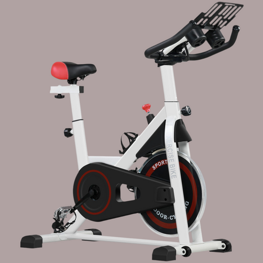 HOMCOM 8Kg Flywheel Exercise Bike Adjustable Height Resistance 2 Wheel White