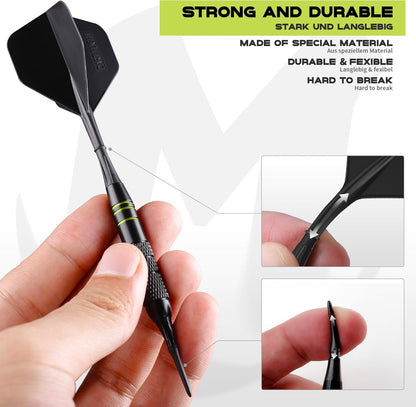 Soft Tip Dart 3Pcs,Dart Plastic Tip Set with Extra 30 Pcs Soft Tips+Dart Carry Box, Durable Moulded Flights, Electronic Darts,Dart for Electronic Dartboard