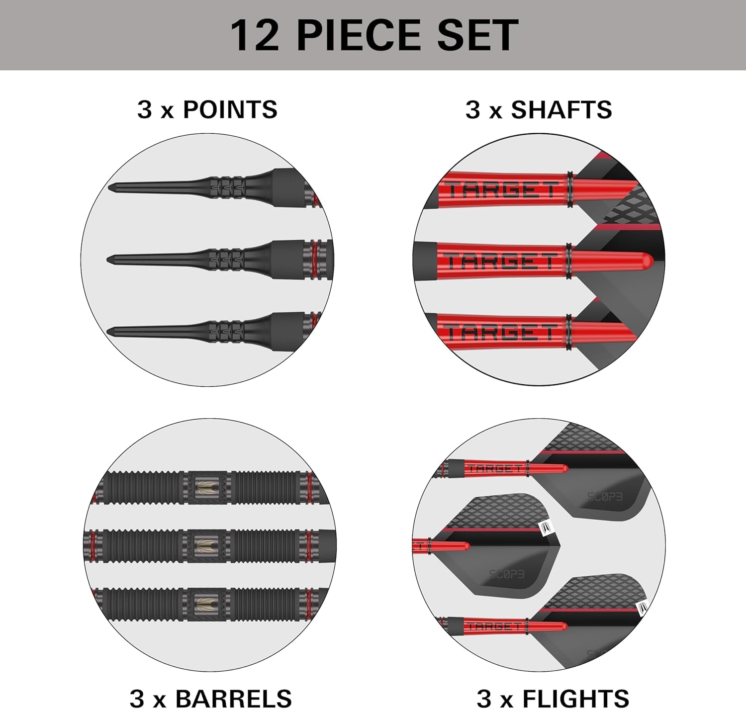 Darts Scope Soft Tip Darts, 90% Tungsten Dart Set | Red & Black Darts, Darts Set with Pixel Tips, Electronic Darts, Soft Tip Darts | Barrel 10/11 – 18G/19G/20G/21G