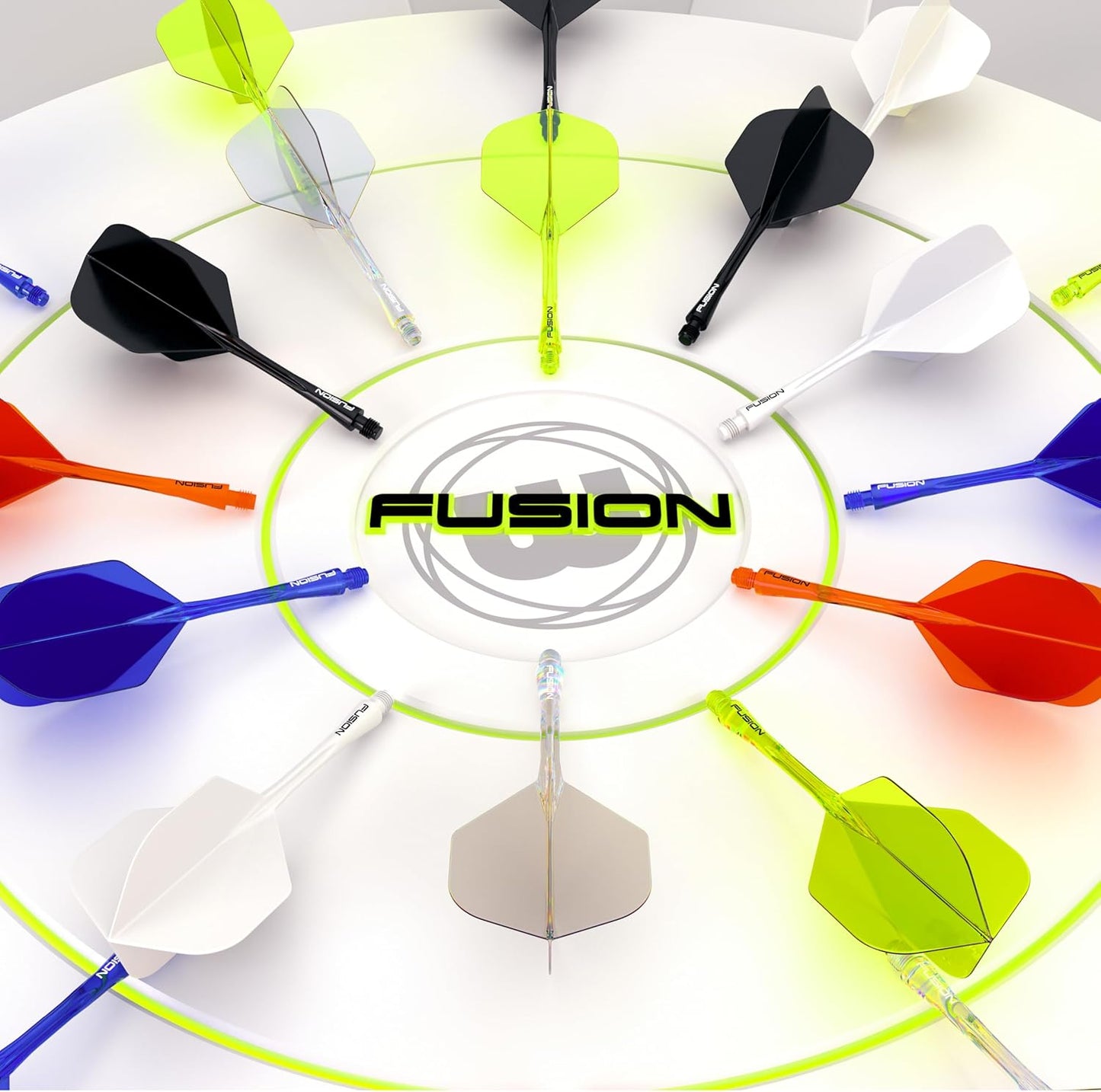 Darts Fusion Integrated Flight & Shaft System - No.2 Shape and Design - Available in Short, Intermediate & Medium - Available in Variety of Colours