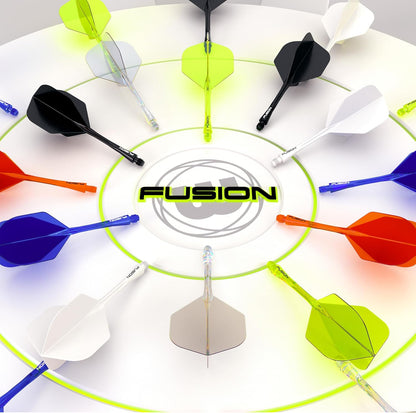 Darts Fusion Integrated Flight & Shaft System - No.2 Shape and Design - Available in Short, Intermediate & Medium - Available in Variety of Colours