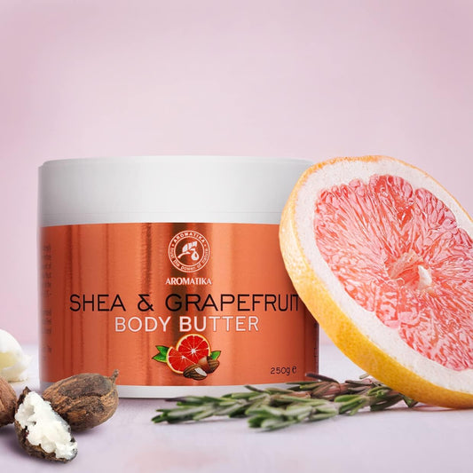 Shea & Grapefruit Body Butter - 250 G - Natural Body Moisturizer - Herbal Oils Butter - Multipurpose Skincare - Body Butter for Massage - Grapefruit Butter - Hand Care - Sheabutter for Rough Skin
