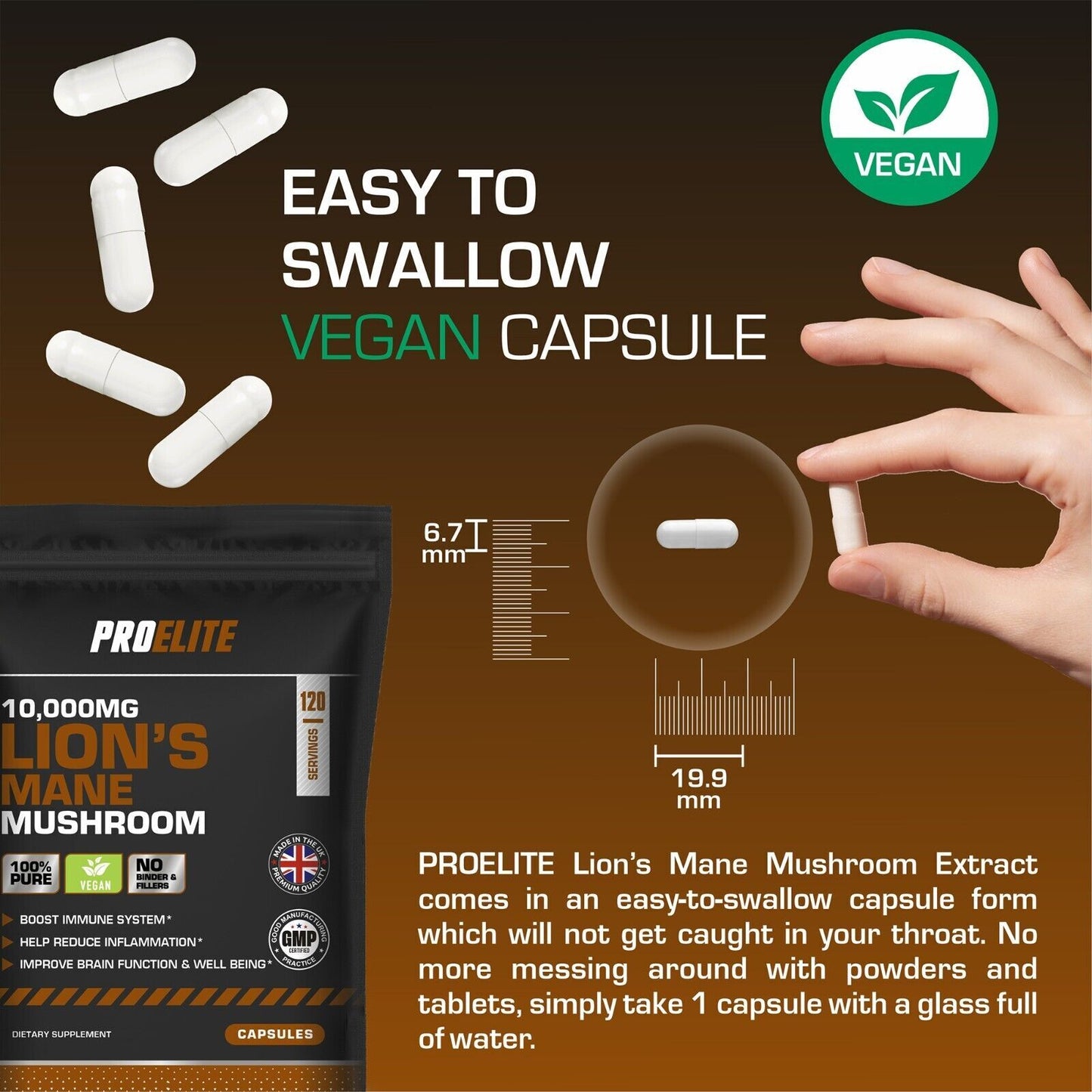 Lions Mane Mushroom Extract Capsules 10,000Mg 240Mg Polysaccharide