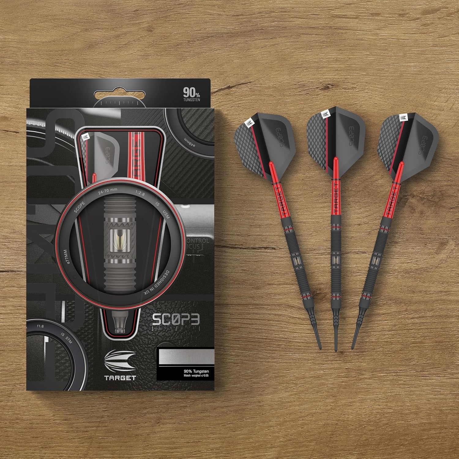 Darts Scope Soft Tip Darts, 90% Tungsten Dart Set | Red & Black Darts, Darts Set with Pixel Tips, Electronic Darts, Soft Tip Darts | Barrel 10/11 – 18G/19G/20G/21G
