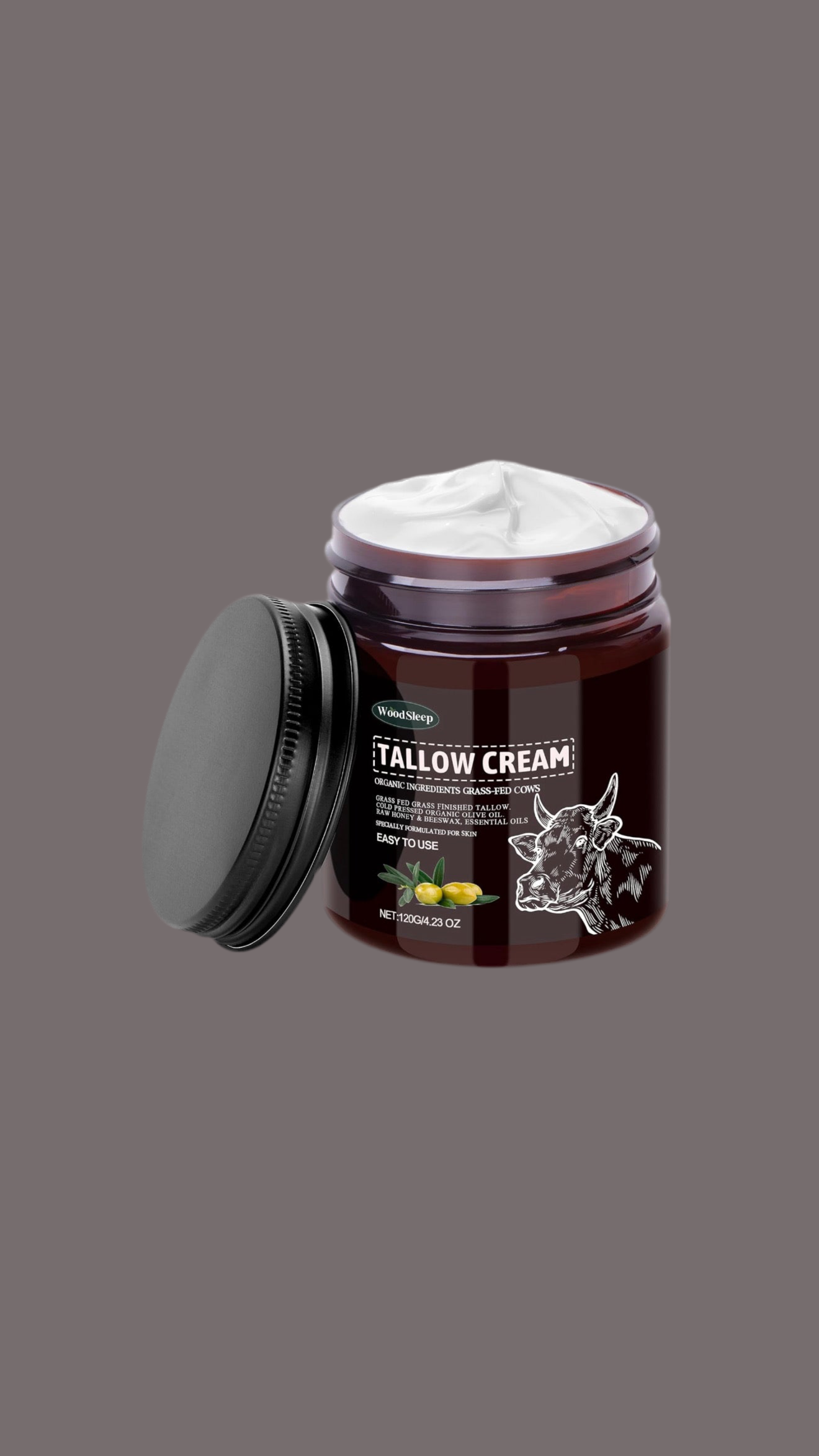 Beef Tallow,Beef Tallow for Skin,Beef Tallow Face Moisturiser, Organic Beef Tallow Skin Care, Grass Fed Beef Tallow Cream, Moisturizer and Nourishes for Face & Body 1Pc