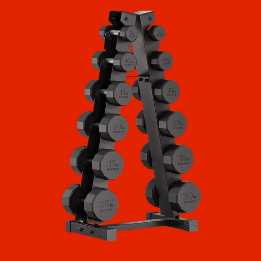 210Lbs (95Kg) Rubber Dumbbell Set with Weight Rack