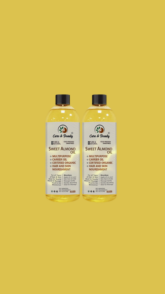 Sweet Almond Oil – 100% Pure Certified (250Ml) for Skin, Hair, Massage, Nails, Face, Body, Stretch Marks - Skin Care, Carrier Oil - |Vegan| (PACK of 2)