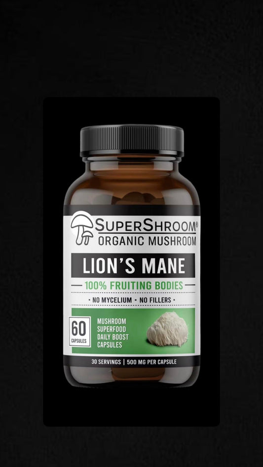 Organic Lions Mane  Supplements | Full-Spectrum Mushroom Powder | 100% Fruiting Bodies | No Fillers