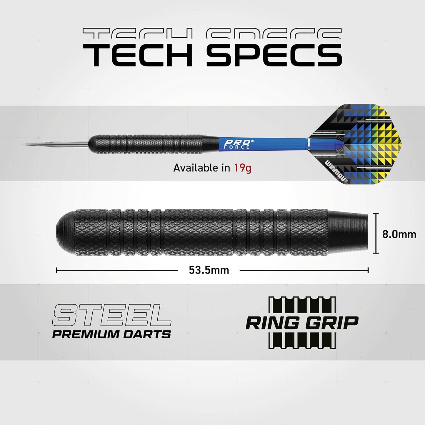Darts Cadet Twinset - Premium Steel - 19G Steel Darts Set with Dart Flights and Dart Shafts (Stems) with Score Card