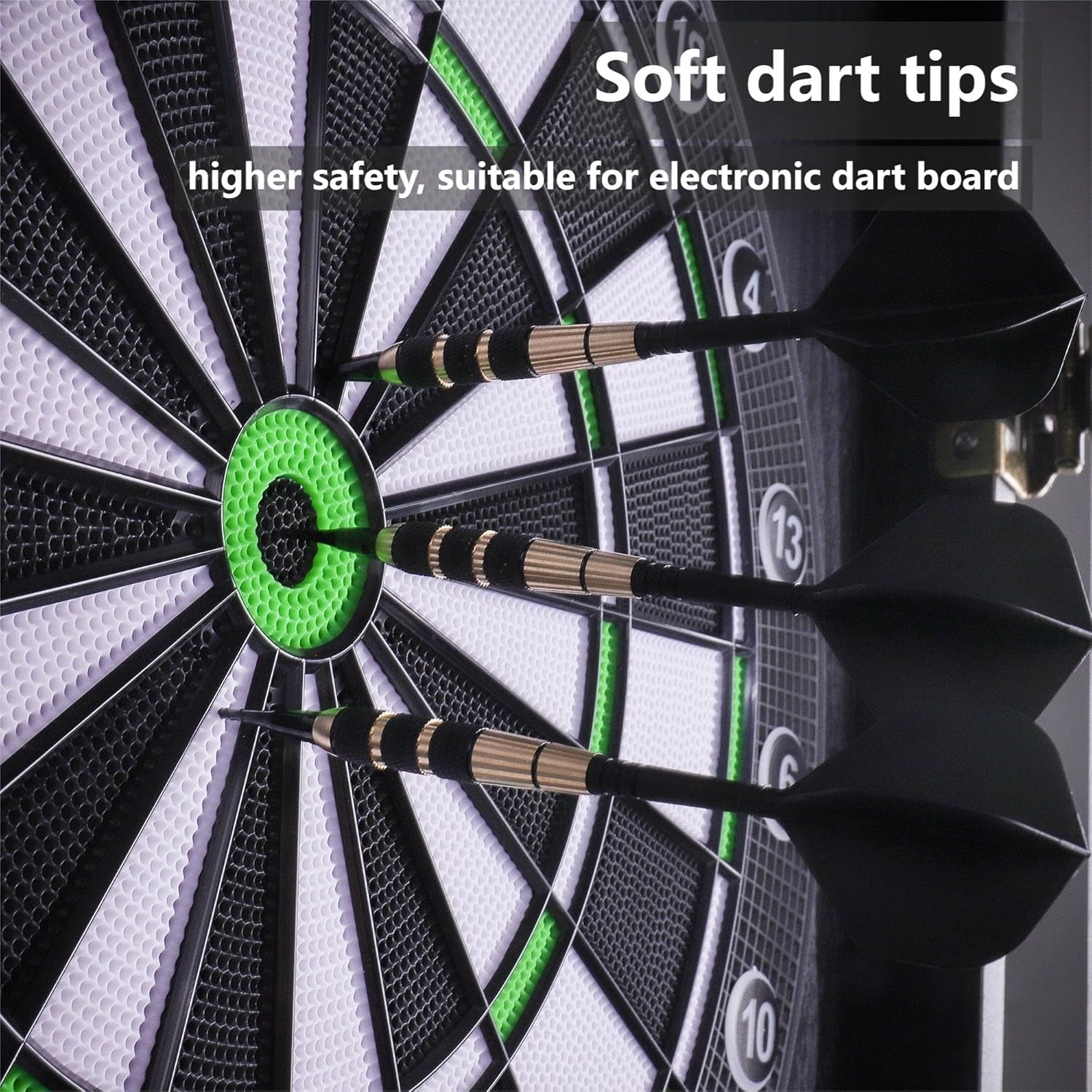 ​​ 18G Soft Tip Darts Set - 3 Brass Barrel Darts with Integrated Shaft & Flight, 30 Plastic Tips & Dart Case - Safety for Adults/Kids, Perfect for Indoor/Office/Bar/Family Games​