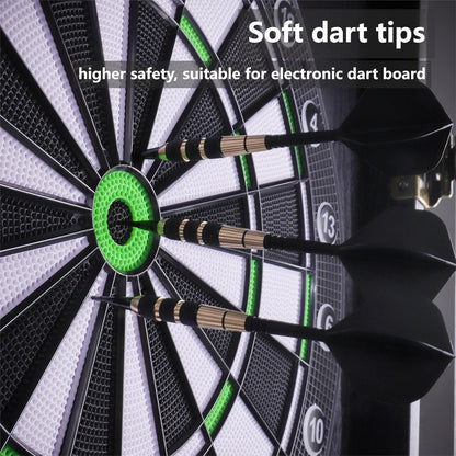 ​​ 18G Soft Tip Darts Set - 3 Brass Barrel Darts with Integrated Shaft & Flight, 30 Plastic Tips & Dart Case - Safety for Adults/Kids, Perfect for Indoor/Office/Bar/Family Games​