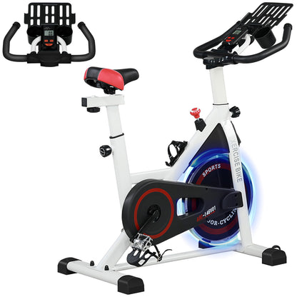 HOMCOM 8Kg Flywheel Exercise Bike Adjustable Height Resistance 2 Wheel White