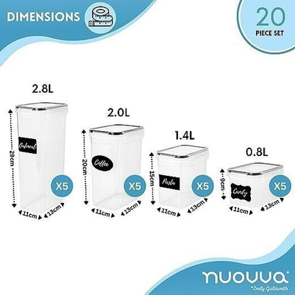 Kitchen Food Storage Containers with Lids Organization 2.5L - by Nuovva